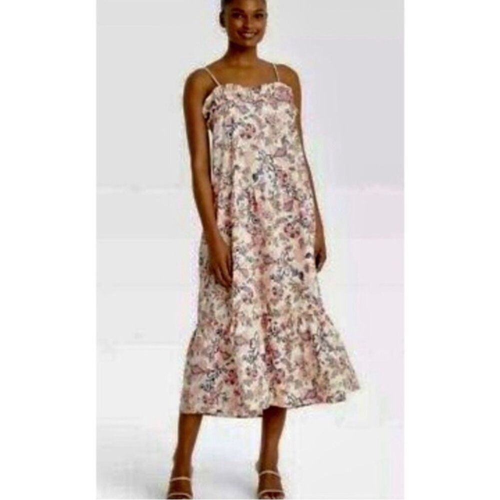 Who What Wear Tea Party Floral Midi Dress Size S